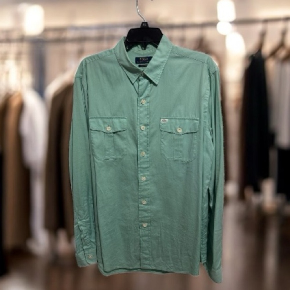 Polo by Ralph Lauren Men's Mint Green Button Down Shirt- gently used
